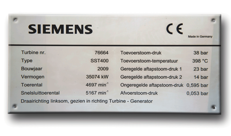 Edelstahl-Typenschild Siemens